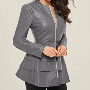 Leather peplum jacket